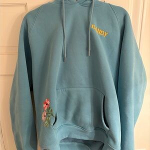 Blue Women's Hoodie with Floral Detail
